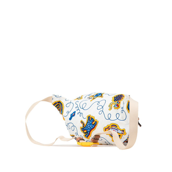 ロエベ ×PAULA’S IBIZA アナグラム ボディバッグ ウエストバッグ ホワイト マルチカラー キャンバス レザー レディース LOEWE 【中古】