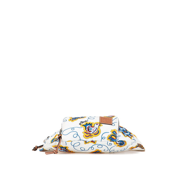 ロエベ ×PAULA’S IBIZA アナグラム ボディバッグ ウエストバッグ ホワイト マルチカラー キャンバス レザー レディース LOEWE 【中古】