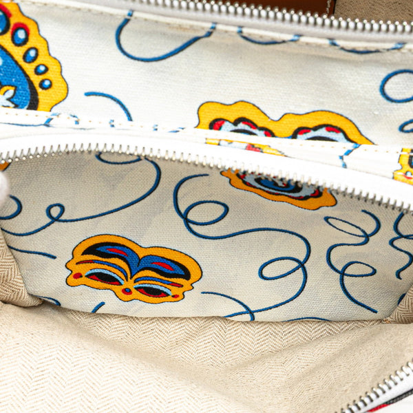 ロエベ ×PAULA’S IBIZA アナグラム ボディバッグ ウエストバッグ ホワイト マルチカラー キャンバス レザー レディース LOEWE 【中古】