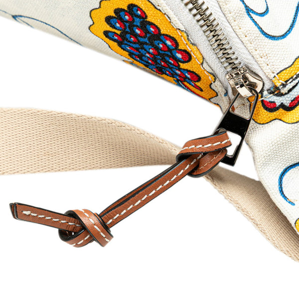 ロエベ ×PAULA’S IBIZA アナグラム ボディバッグ ウエストバッグ ホワイト マルチカラー キャンバス レザー レディース LOEWE 【中古】