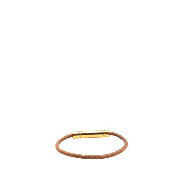 エルメス ハート カデナ モチーフ ブレスレット ブラウン ゴールド レザー メッキ レディース HERMES 【中古】