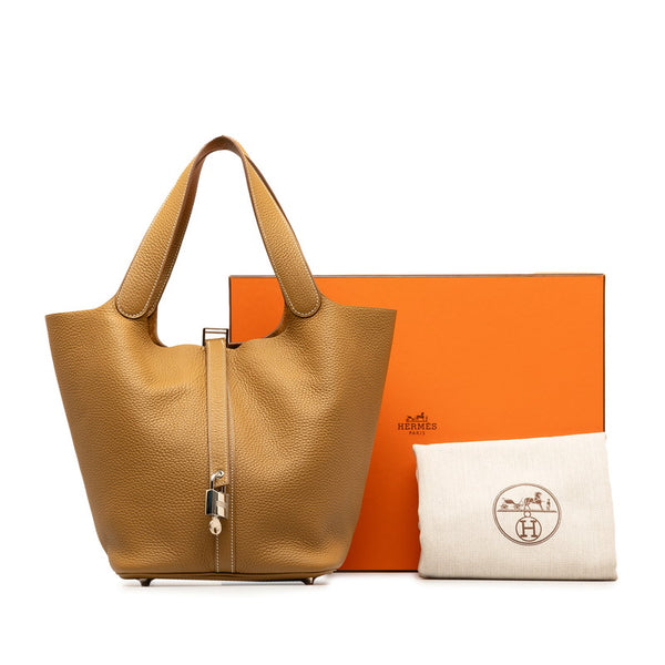 エルメス ピコタンロックGM ハンドバッグ ビスキュイ ブラウン系 トリヨンクレマンス レディース HERMES 【中古】