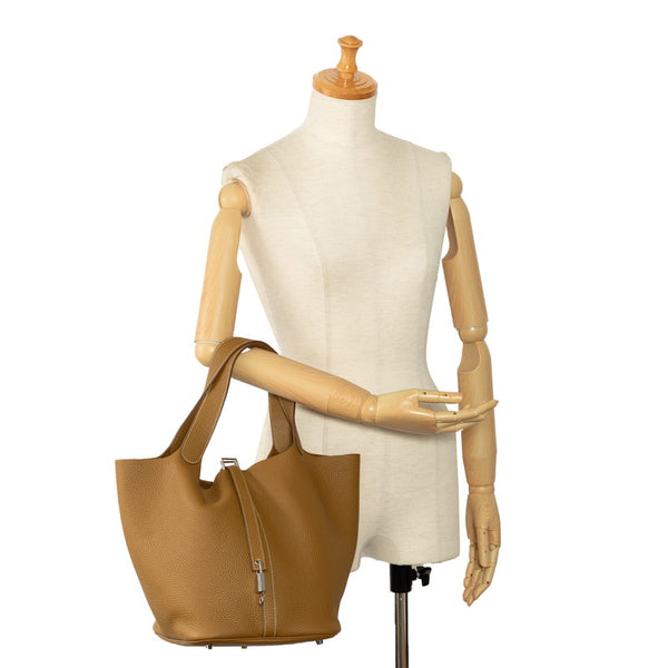 エルメス ピコタンロックGM ハンドバッグ ビスキュイ ブラウン系 トリヨンクレマンス レディース HERMES 【中古】