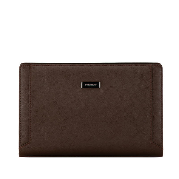 バーバリー ロゴ クラッチバッグ セカンドバッグ ブラウン レザー レディース BURBERRY 【中古】