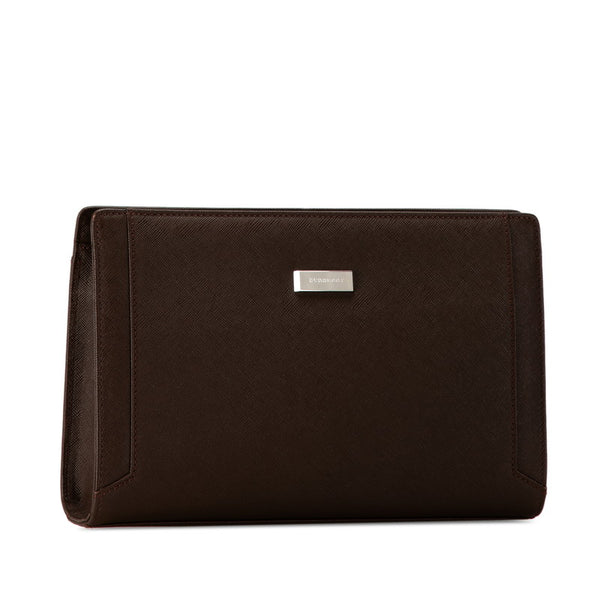 バーバリー ロゴ クラッチバッグ セカンドバッグ ブラウン レザー レディース BURBERRY 【中古】