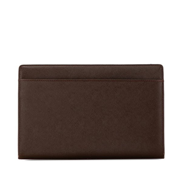 バーバリー ロゴ クラッチバッグ セカンドバッグ ブラウン レザー レディース BURBERRY 【中古】