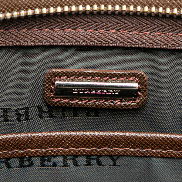 バーバリー ロゴ クラッチバッグ セカンドバッグ ブラウン レザー レディース BURBERRY 【中古】