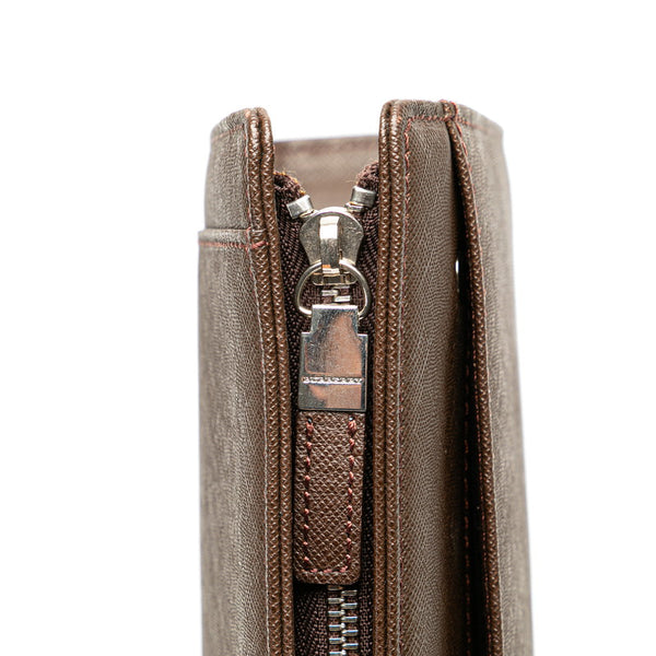 バーバリー ロゴ クラッチバッグ セカンドバッグ ブラウン レザー レディース BURBERRY 【中古】