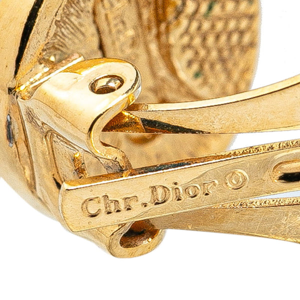 ディオール CDロゴ ラインストーン イヤリング ゴールド ブラック メッキ レディース Dior 【中古】