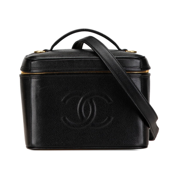 シャネル ココマーク バニティバッグ ショルダーバッグ 2WAY ブラック キャビアスキン レディース CHANEL 【中古】