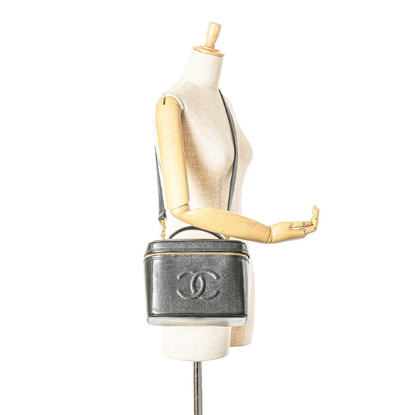 シャネル ココマーク バニティバッグ ショルダーバッグ 2WAY ブラック キャビアスキン レディース CHANEL 【中古】