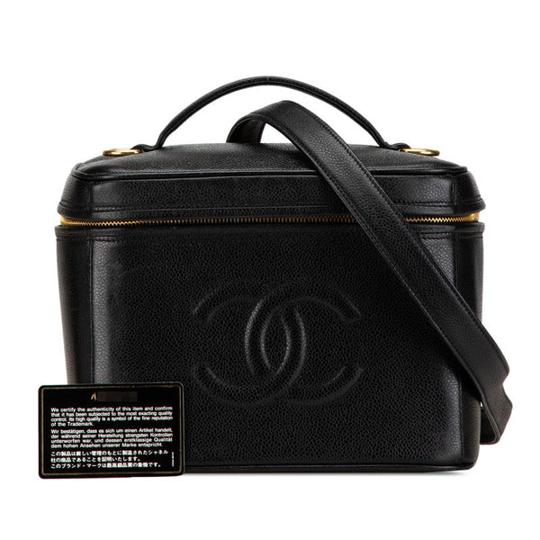 シャネル ココマーク バニティバッグ ショルダーバッグ 2WAY ブラック キャビアスキン レディース CHANEL 【中古】