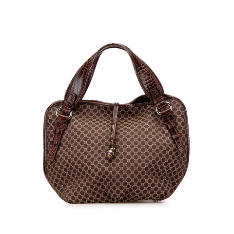 セリーヌ マカダム ビタースウィート ハンドバッグ ブラウン キャンバス レザー レディース CELINE 【中古】