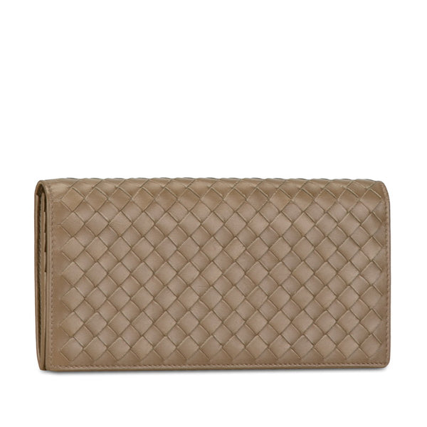 ボッテガヴェネタ イントレチャート 長財布 ブラウン レザー レディース BOTTEGAVENETA 【中古】