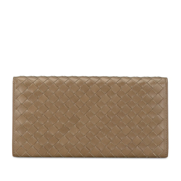 ボッテガヴェネタ イントレチャート 長財布 ブラウン レザー レディース BOTTEGAVENETA 【中古】