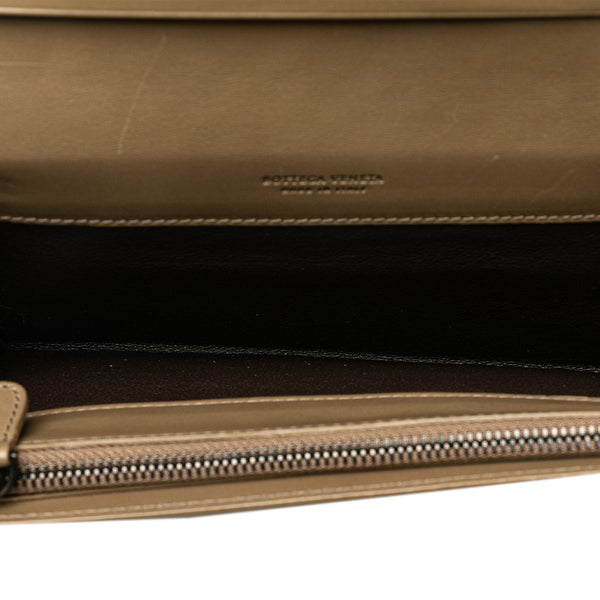 ボッテガヴェネタ イントレチャート 長財布 ブラウン レザー レディース BOTTEGAVENETA 【中古】
