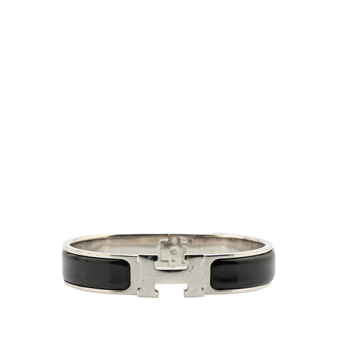 エルメス クリックH PM ブレスレット シルバー ブラック メタル レディース HERMES 【中古】