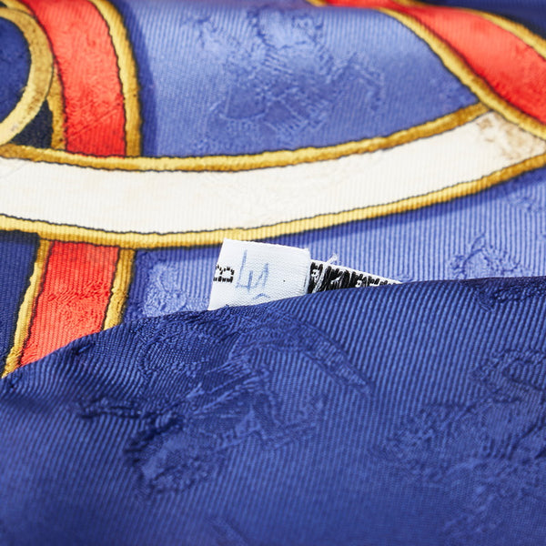 エルメス カレ90 LINSTRVCTION DV ROY 帝王学 大判 スカーフ ネイビー マルチカラー シルク レディース HERMES 【中古】