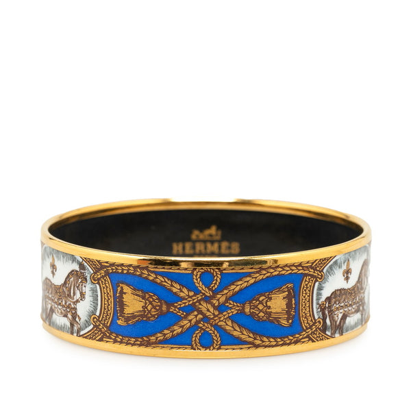 エルメス エマイユGM 七宝バングル 馬 モチーフ バングル ゴールド ブルー マルチカラー メッキ レディース HERMES 【中古】
