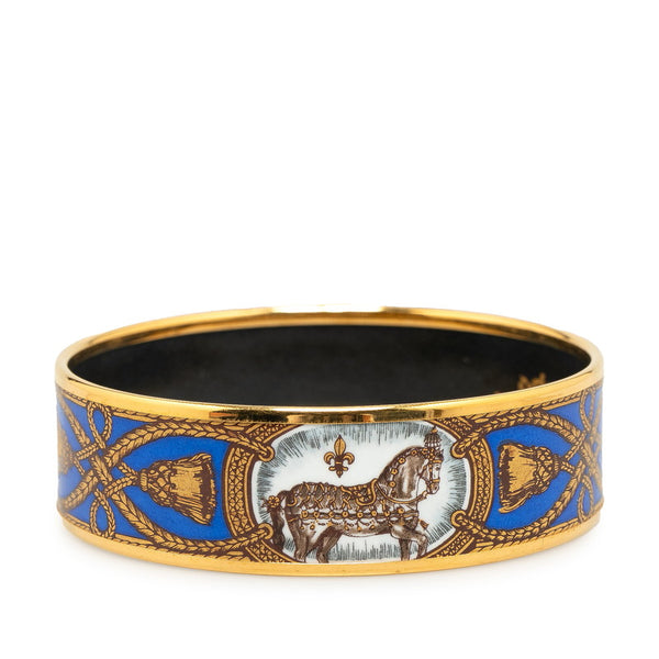 エルメス エマイユGM 七宝バングル 馬 モチーフ バングル ゴールド ブルー マルチカラー メッキ レディース HERMES 【中古】