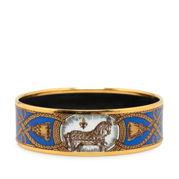 エルメス エマイユGM 七宝バングル 馬 モチーフ バングル ゴールド ブルー マルチカラー メッキ レディース HERMES 【中古】