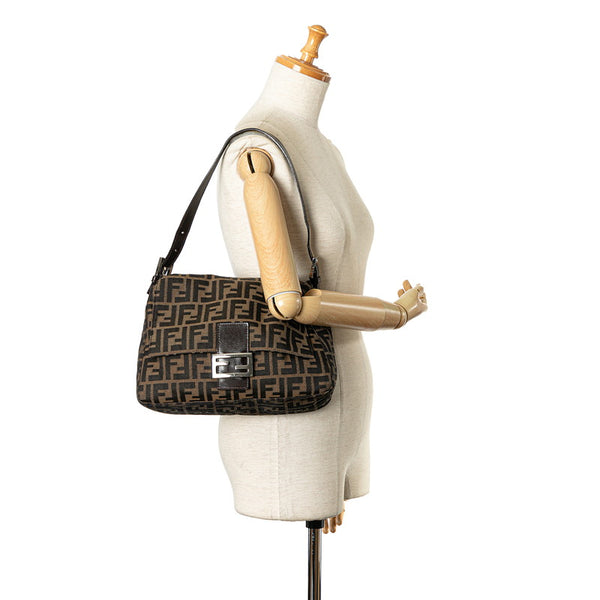 フェンディ ズッカ マンマバケット ワンショルダーバッグ ハンドバッグ 26325 ブラウン  キャンバス レザー レディース FENDI 【中古】