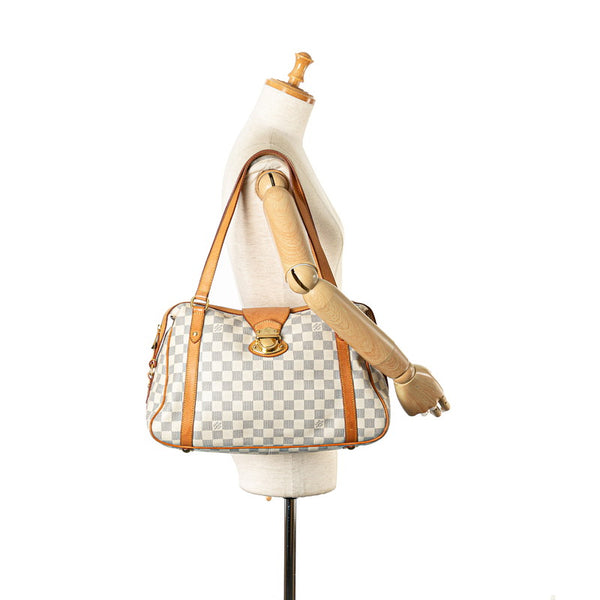 ルイ ヴィトン ダミエ アズール ストレーザPM ハンドバッグ トートバッグ N42220 ホワイト アイボリー PVC レザー レディース LOUIS VUITTON 【中古】