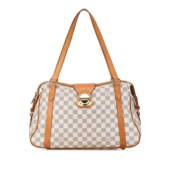 ルイ ヴィトン ダミエ アズール ストレーザPM ハンドバッグ トートバッグ N42220 ホワイト アイボリー PVC レザー レディース LOUIS VUITTON 【中古】