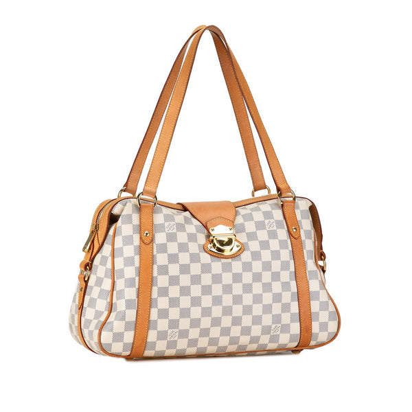 ルイ ヴィトン ダミエ アズール ストレーザPM ハンドバッグ トートバッグ N42220 ホワイト アイボリー PVC レザー レディース LOUIS VUITTON 【中古】
