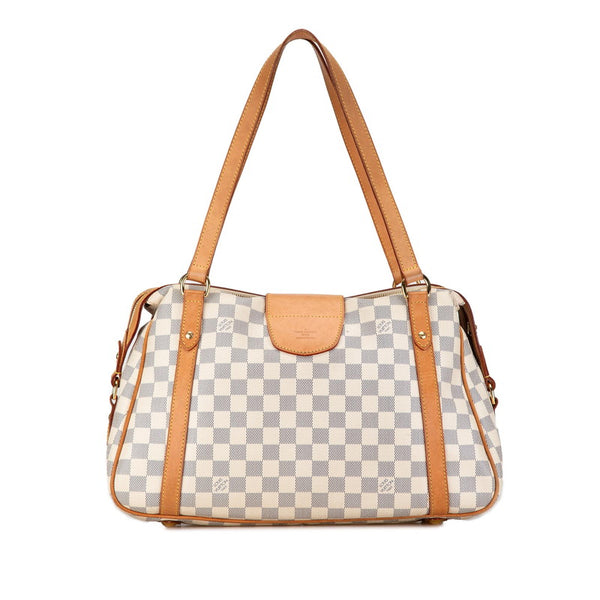 ルイ ヴィトン ダミエ アズール ストレーザPM ハンドバッグ トートバッグ N42220 ホワイト アイボリー PVC レザー レディース LOUIS VUITTON 【中古】