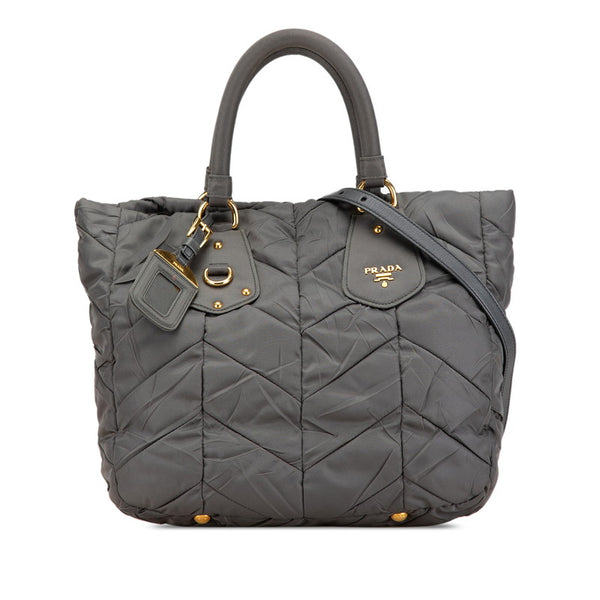 プラダ ショルダーバッグ ハンドバッグ 2WAY グレー ナイロン レディース PRADA 【中古】
