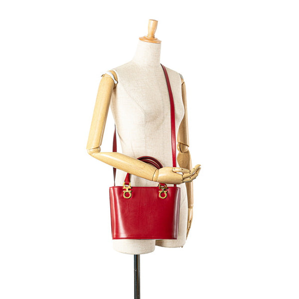 サルヴァトーレフェラガモ ガンチーニ ハンドバッグ ショルダーバッグ 2WAY AQ214279 レッド レザー レディース Salvatore Ferragamo 【中古】