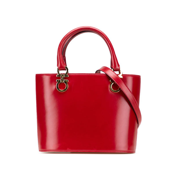 サルヴァトーレフェラガモ ガンチーニ ハンドバッグ ショルダーバッグ 2WAY AQ214279 レッド レザー レディース Salvatore Ferragamo 【中古】