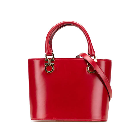 サルヴァトーレフェラガモ ガンチーニ ハンドバッグ ショルダーバッグ 2WAY AQ214279 レッド レザー レディース Salvatore Ferragamo 【中古】