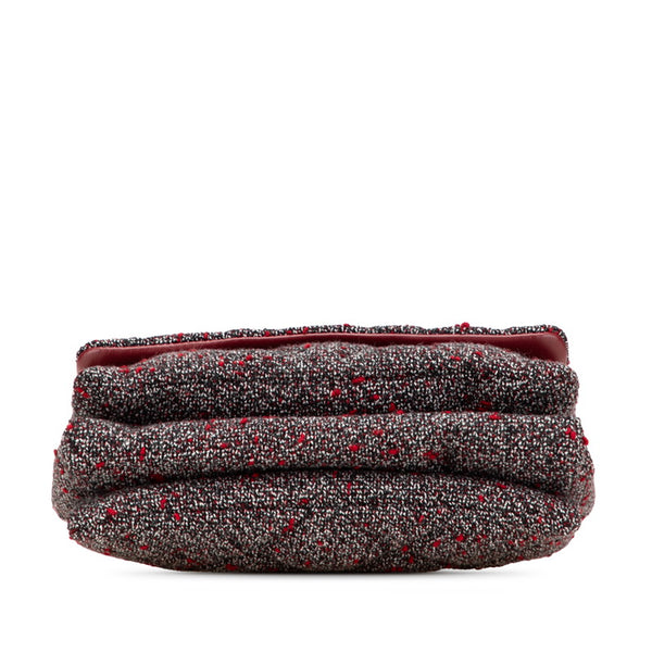 サルヴァトーレフェラガモ ヴァラリボン 斜め掛け チェーン ショルダーバッグ ブラック ボルドー グレー ツイード レザー レディース Salvatore Ferragamo 【中古】