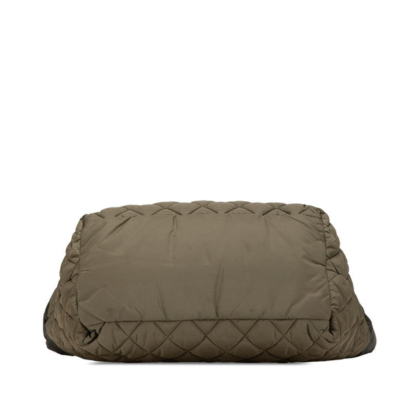 シャネル コココクーン チェック ハンドバッグ トートバッグ カーキグリーン ナイロン レザー レディース CHANEL 【中古】