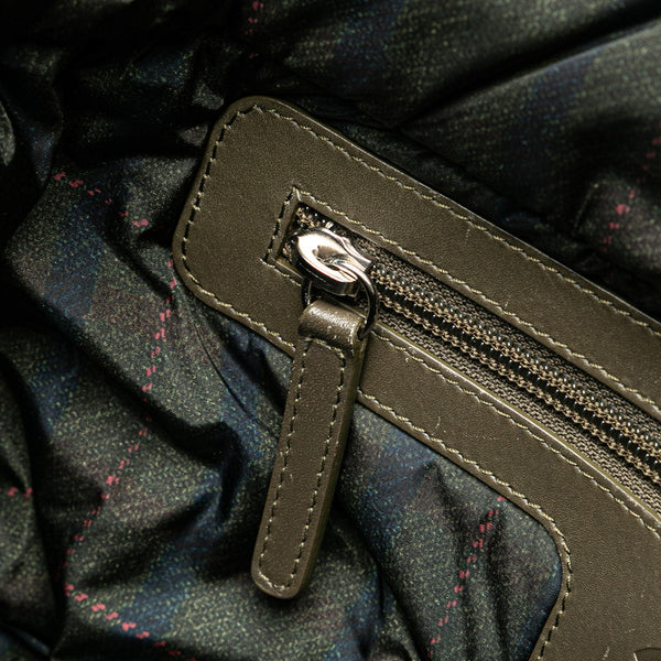 シャネル コココクーン チェック ハンドバッグ トートバッグ カーキグリーン ナイロン レザー レディース CHANEL 【中古】