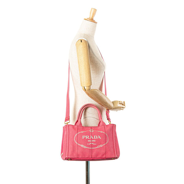 プラダ カナパ ハンドバッグ ショルダーバッグ 2WAY ピンク キャンバス レディース PRADA 【中古】
