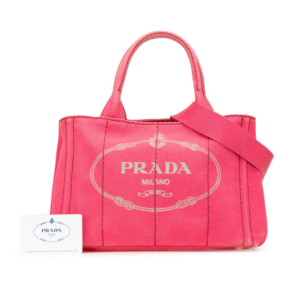 プラダ カナパ ハンドバッグ ショルダーバッグ 2WAY ピンク キャンバス レディース PRADA 【中古】