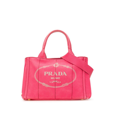 プラダ カナパ ハンドバッグ ショルダーバッグ 2WAY ピンク キャンバス レディース PRADA 【中古】