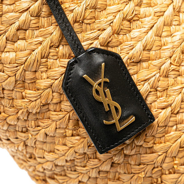 サンローラン パニエ スモール トートバッグ ハンドバッグ ベージュ ブラック ラフィア レディース SAINT LAURENT 【中古】