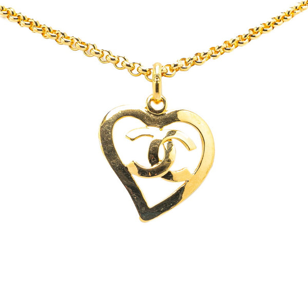 シャネル ヴィンテージ ココマーク ハート モチーフ ネックレス ゴールド メッキ レディース CHANEL 【中古】