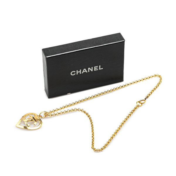 シャネル ヴィンテージ ココマーク ハート モチーフ ネックレス ゴールド メッキ レディース CHANEL 【中古】
