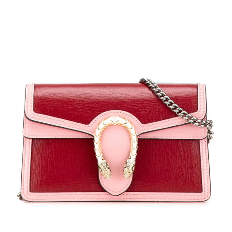 グッチ ディオニュソス チェーン 斜め掛け ショルダーバッグ 476432 レッド ピンク レザー レディース GUCCI 【中古】