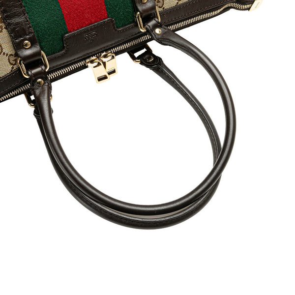 グッチ GGキャンバス シェリーライン ハンドバッグ ショルダーバッグ 2WAY 257341 ベージュ ブラウン キャンバス レザー レディース GUCCI 【中古】