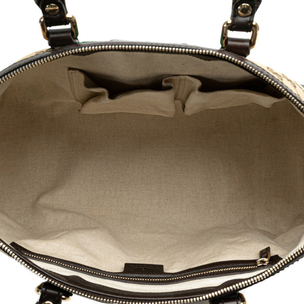 グッチ GGキャンバス シェリーライン ハンドバッグ ショルダーバッグ 2WAY 257341 ベージュ ブラウン キャンバス レザー レディース GUCCI 【中古】