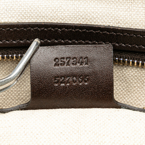 グッチ GGキャンバス シェリーライン ハンドバッグ ショルダーバッグ 2WAY 257341 ベージュ ブラウン キャンバス レザー レディース GUCCI 【中古】