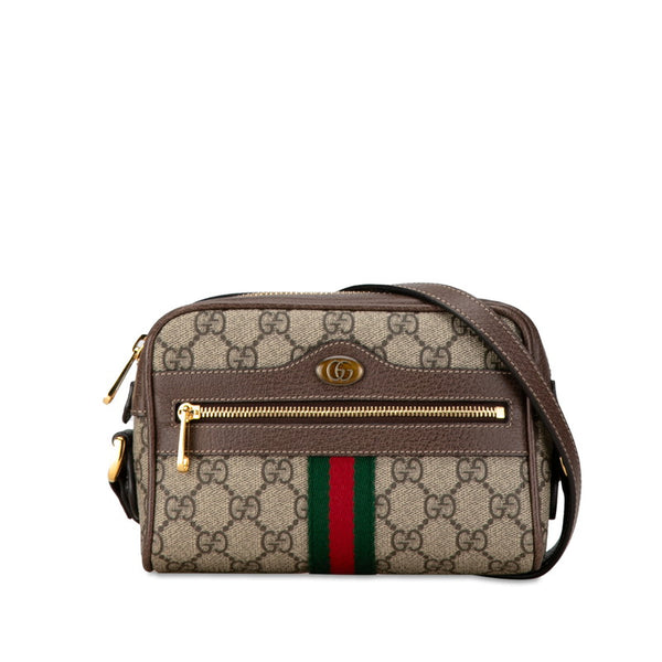 グッチ GGスプリーム シェリーライン オフィディア ショルダーバッグ 517350 ベージュ ブラウン PVC レザー レディース GUCCI 【中古】