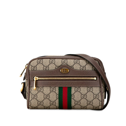 グッチ GGスプリーム シェリーライン オフィディア ショルダーバッグ 517350 ベージュ ブラウン PVC レザー レディース GUCCI 【中古】