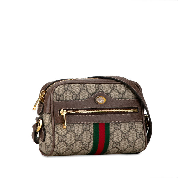 グッチ GGスプリーム シェリーライン オフィディア ショルダーバッグ 517350 ベージュ ブラウン PVC レザー レディース GUCCI 【中古】